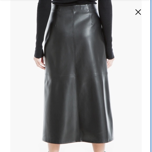 Max Studio khaki green vegan leather a-line midi skirt - Large NWOT - Picture 4 of 4